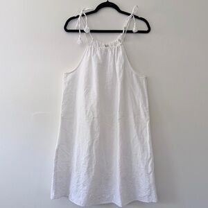 Loft Beach Linen Cotton Cover Up Beach Pool Vacation Embroidery Dress Tassels